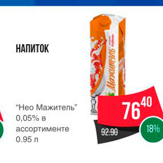 Акция - НАПИТОК "Нео мажитель" 0,05% в ассортименте 0.95 л