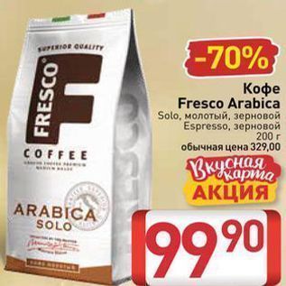 Акция - Кофе Fresco Arabica Solo