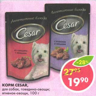Акция - Корм Cesar, для собак, говядина-овощи; ягненок-овощи
