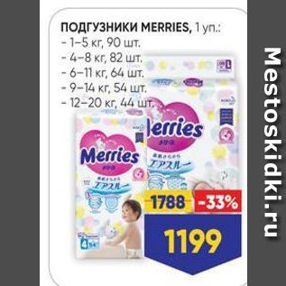 Акция - ПОДГУЗНИКИ МERRIES