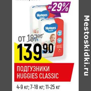 Акция - Подгузники Huggies Classic