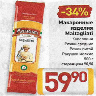 Акция - Макаронные изделия Maltagliati