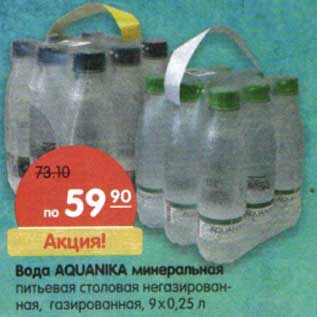 Акция - Вода Aquanika минеральная питьевая