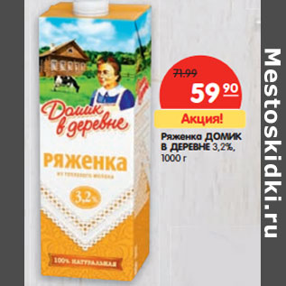 Акция - Ряженка Домик в деревне 3,2%