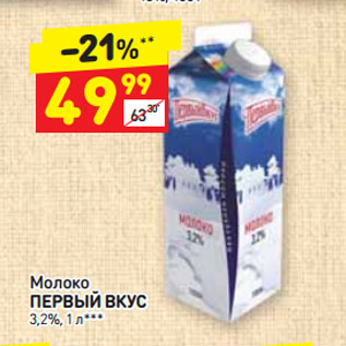 Акция - Молоко ПЕРВЫЙ ВКУС 3,2%