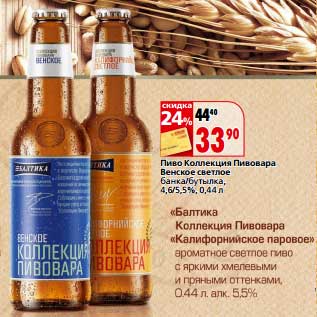 Акция - Пиво Коллекция Пивовара Венское светлое банка/бутылка 4,6/5,5%