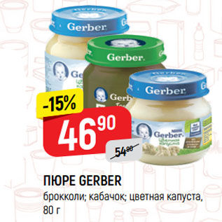 Акция - ПЮРЕ GERBER брокколи; кабачок; цветная капуста