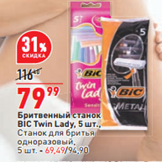 Акция - Бритвенный станок BIC Twin Lady, 5 шт.,