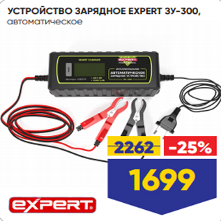 Акция - УСТРОЙСТВО ЗАРЯДНОЕ EXPERT ЗУ-300, автоматическое