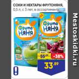 Магазин:Лента,Скидка:СОКИ И НЕКТАРЫ ФРУТОНЯНЯ,
0,5 л, с 3 лет, в ассортименте
