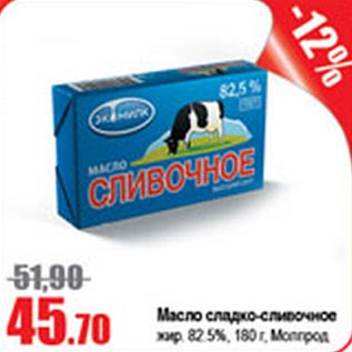 Акция - Масло сладко-сливочное 82,5% Молпрод