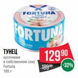 Spar Акции - Тунец
кусочками
в собственном соку
Fortuna 