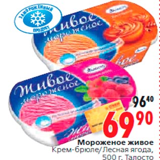 Акция - Мороженое живое Крем-брюле/Лесная ягода, 500 г, Талосто