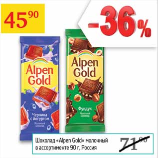 Акция - Шоколад "Alpen Gold" молочный