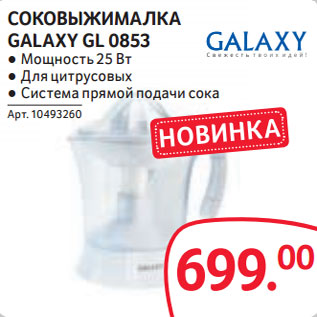 Акция - СОКОВЫЖИМАЛКА GALAXY GL 0853