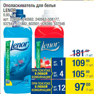 Акция - Ополаскиватель для белья Lenor