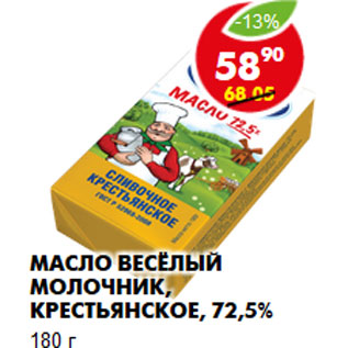 Акция - Масло Весёлый молочник, крестьянское, 72,5%