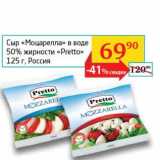 Магазин:Седьмой континент, Наш гипермаркет,Скидка:Сыр «Моцарелла» в воде 50% «Pretto»