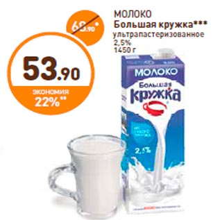 Акция - МОЛОКО Большая кружка*** ультра пастеризованное 2,5% 1450 г