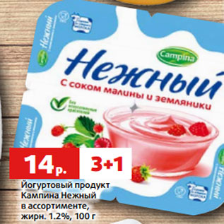 Акция - Йогуртовый продукт Кампина Нежный в ассортименте, жирн. 1.2%, 100 г