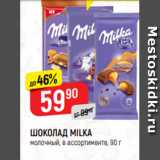 Магазин:Верный,Скидка:ШОКОЛАД MILKA
молочный, в ассортименте, 90 г