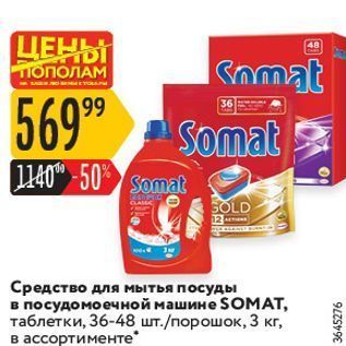 Акция - Средство для мытья посуды в посудомоечной машине SOMAT