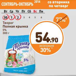 Акция - Творог Полная крынка 5%