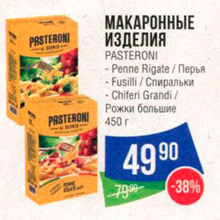 Акция - Макаронные изделия Pasteroni