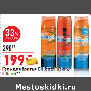 Акция - Гель для бритья Gillette Fusion,