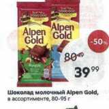 Магазин:Пятёрочка,Скидка:Шоколад молочный Alpen Gold