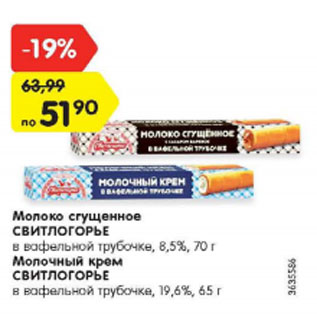Акция - Молоко Свитлогорье сгущенное в вафельных трубочках 8,5%