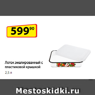 Акция - Лоток эмалированный с пластиковой крышкой 2,5 л