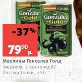 Акция - Маслины Гонсалез Голд медиум, с косточкой/ без косточки, 350 г