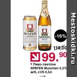 Акция - Пиво светлое SPATEN Munchen