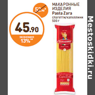 Акция - МАКАРОННЫЕ ИЗДЕЛИЯ Pasta Zara