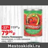 Магазин:Виктория,Скидка:Томаты Помидорка
кусочками, в собственном
соку, 400 г