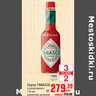 Акция - Соусы Tabasco