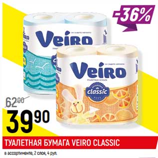 Акция - Туалетная бумага Viero Classic