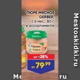 Лента Акции - ПЮРЕ МЯСНОЕ
GERBER,
с 6 мес., 80 г,
в ассортименте 
