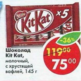 Акция - Шоколад Kit Kat, молочный с хрустящей вафлей