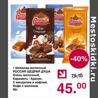 Акция - Шоколад молочный Россия Щедрая Душа