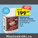 Магазин:Карусель,Скидка:Мороженое Чистая линия Семейное пломбир шоколадный 12%