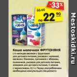 Магазин:Карусель,Скидка:Каша молочная ФРУТОНЯНЯ
с 6 месяцев овсяная с фруктозой
для детского питания, рисовая с малиной,
овсяная с бананом, гречневая с яблоком,
пшеничная, рисовая для детского питания,
злаковая для детского питания, 5 злаков
с черносливом, 0,2 л. 