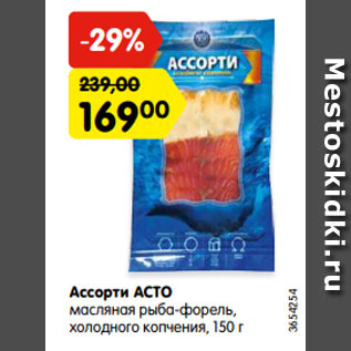 Акция - Ассорти АСТО масляная рыба-форель, холодного копчения, 150 г