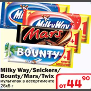 Акция - Milky Way/Snikers/Bounti/Mars/Twix