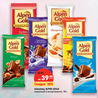 Акция - Шоколад Alpen Gold молочный