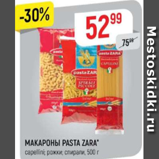 Акция - Макароны Pasta Zara