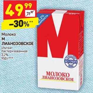 Акция - Молоко М Лианозовское у/пастеризованное 3,2%