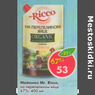 Акция - Майонез Mr. Ricco на перепелином яйце, 67%