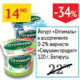 Магазин:Седьмой континент,Скидка:Йогурт Оптималь 0-2% Савушкин продукт 